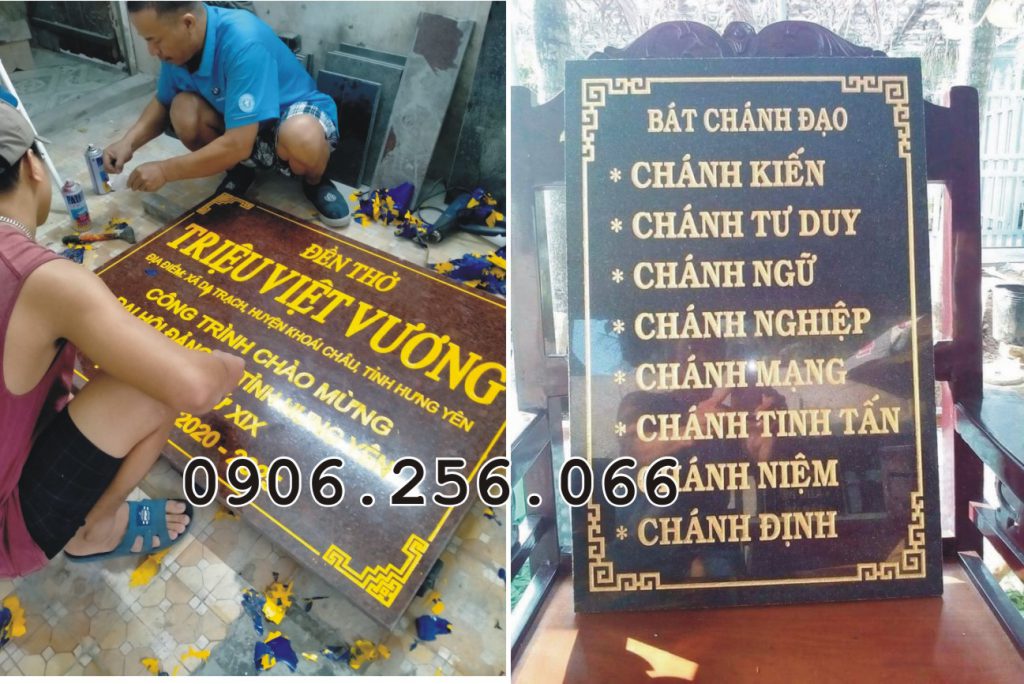Khắc bia đá cuốn thư câu đối, khắc đá hoa cương
