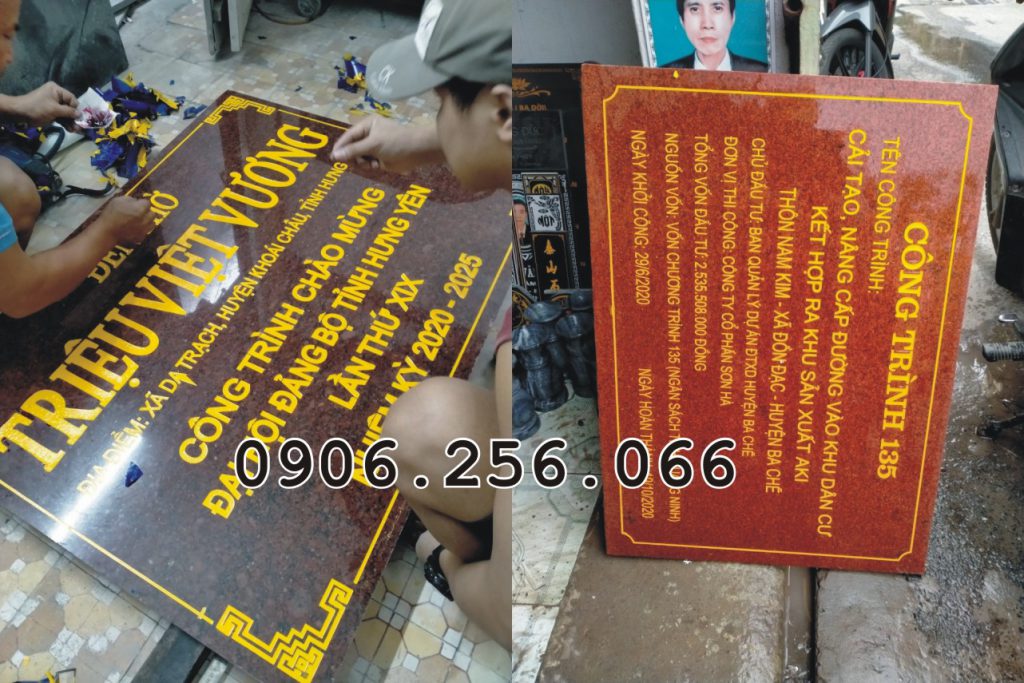 Khắc bia đá cuốn thư câu đối, khắc đá hoa cương